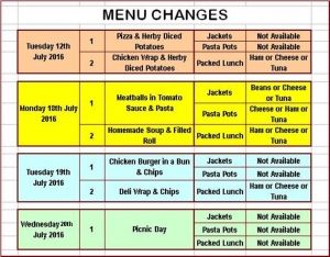 Menu Changes!!