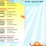 Menu Changes WC 9th & 16th July 2018