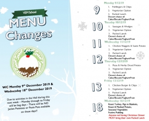 Xmas Menu Changes WC 09/12/19